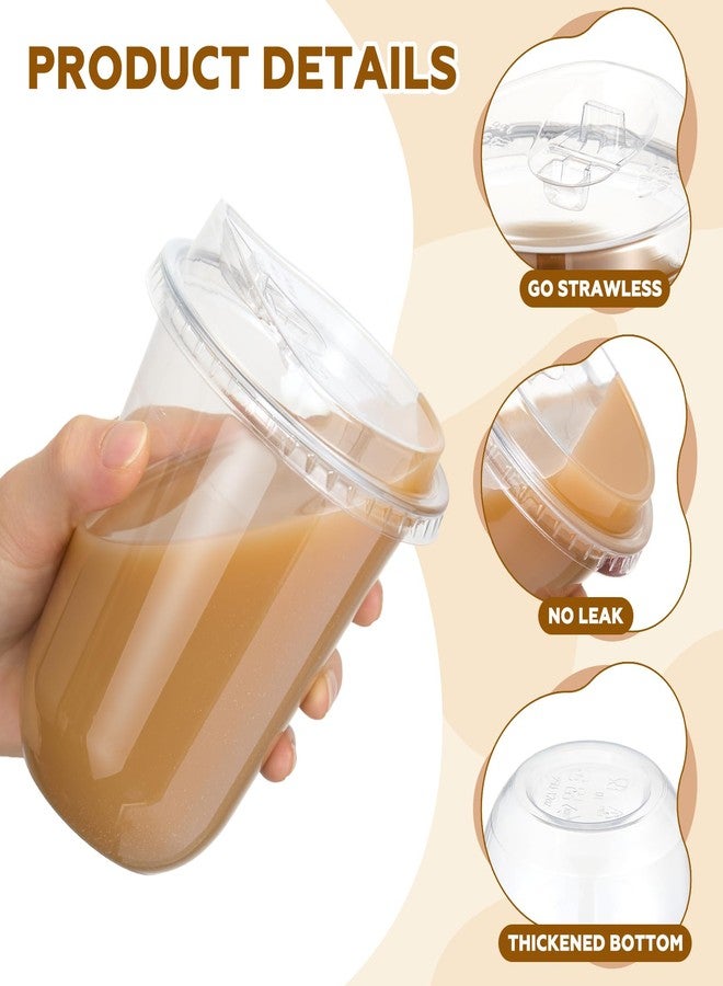 Teecyhooo 50 Pack 16 oz Clear Plastic Cups with Strawless Sip Lids Disposable Pet Iced Coffee Round Bottom Cup for Iced Coffee Juice Smoothie Cold Beverage Milkshake Bubble - Image 4